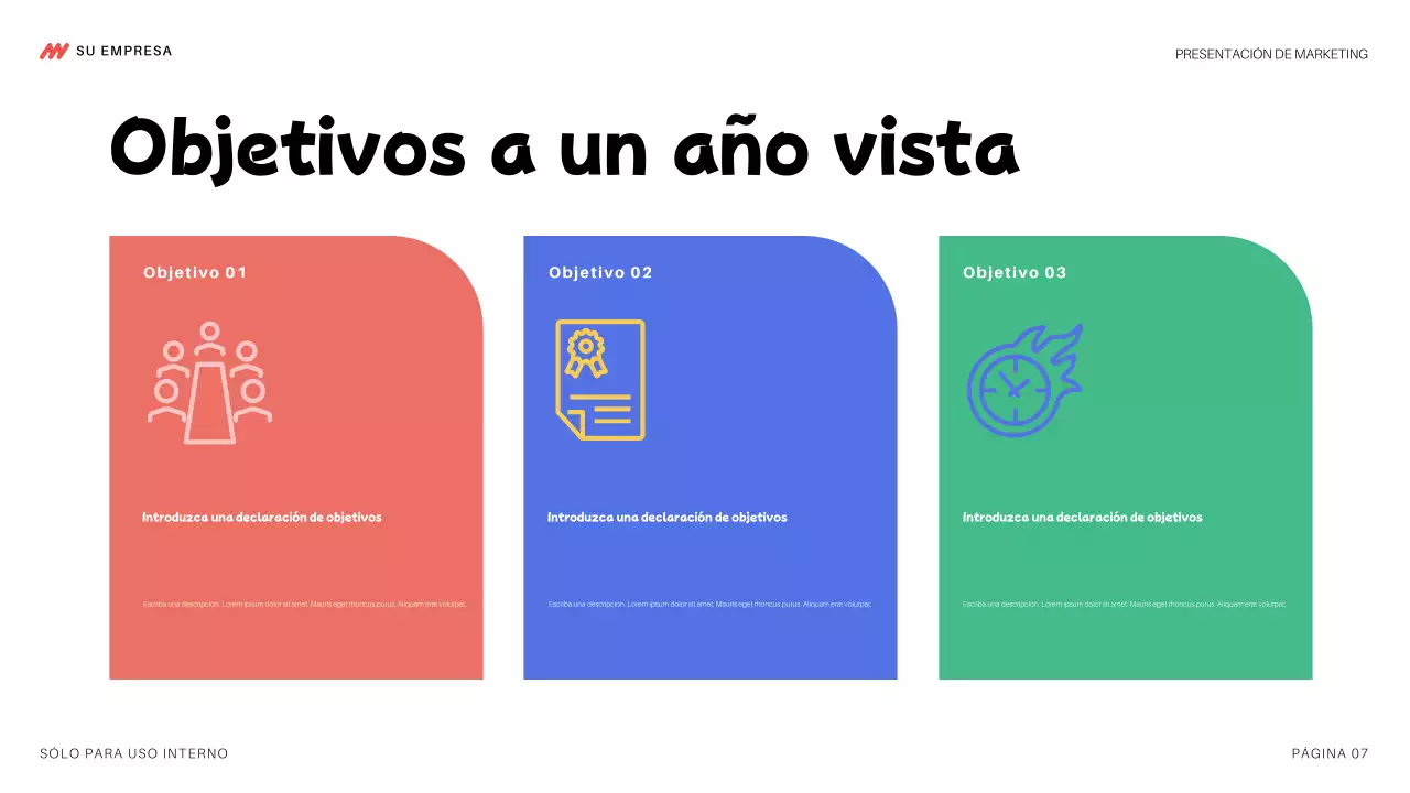 colorida y moderna presentación de marketing