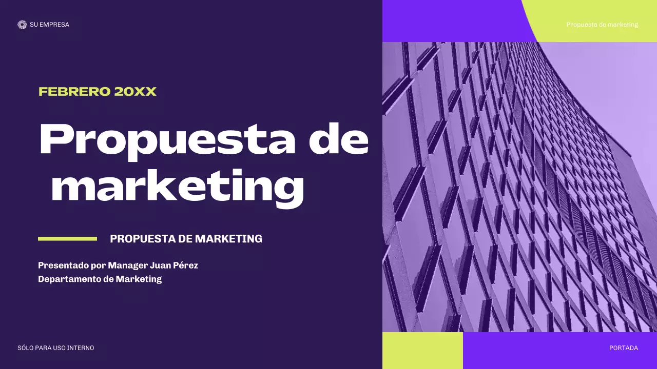 documento de marketing moderno de color púrpura