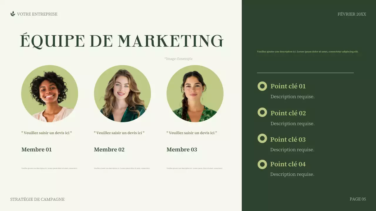 Présentation d'entreprise minimaliste verte