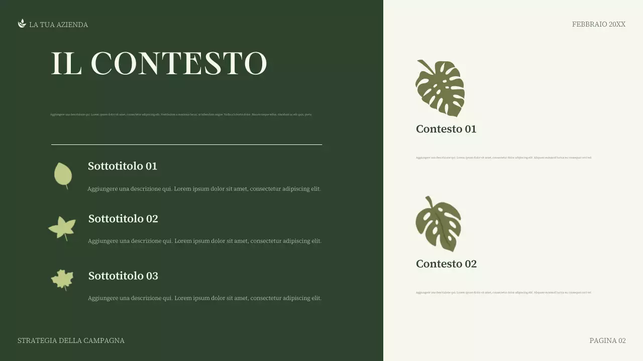 presentazione aziendale minimalista verde