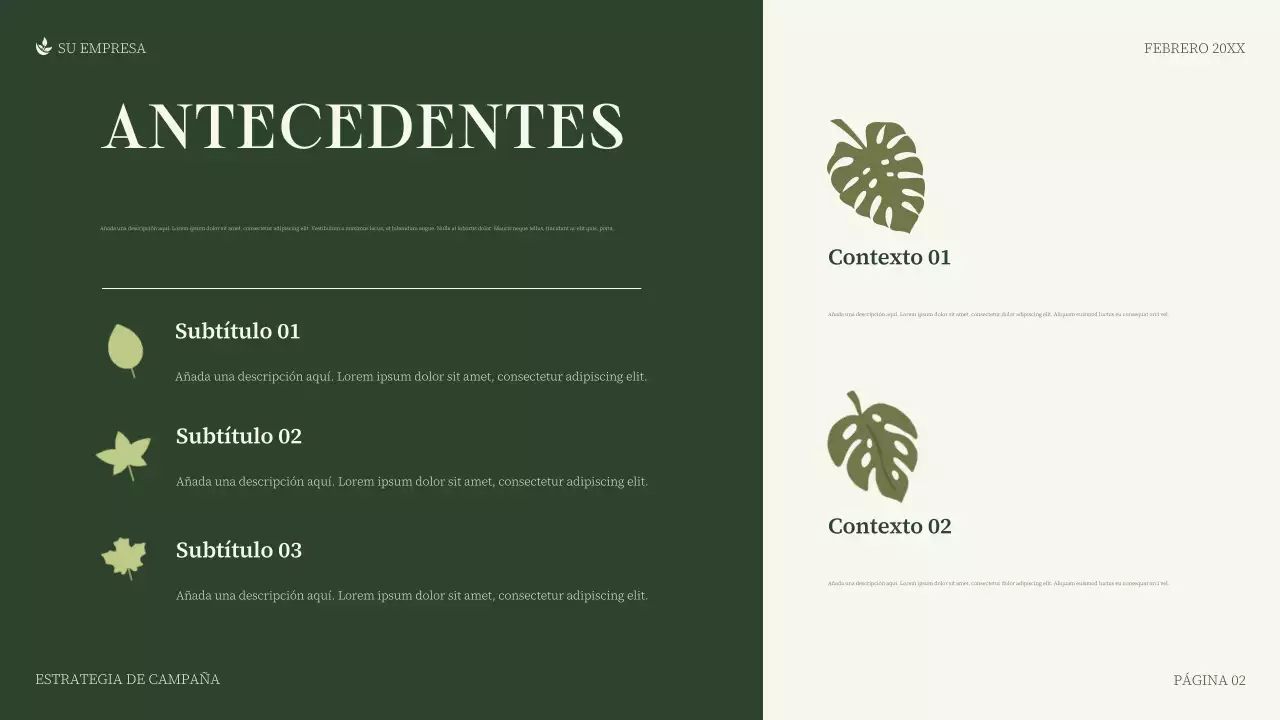 presentación empresarial minimalista verde