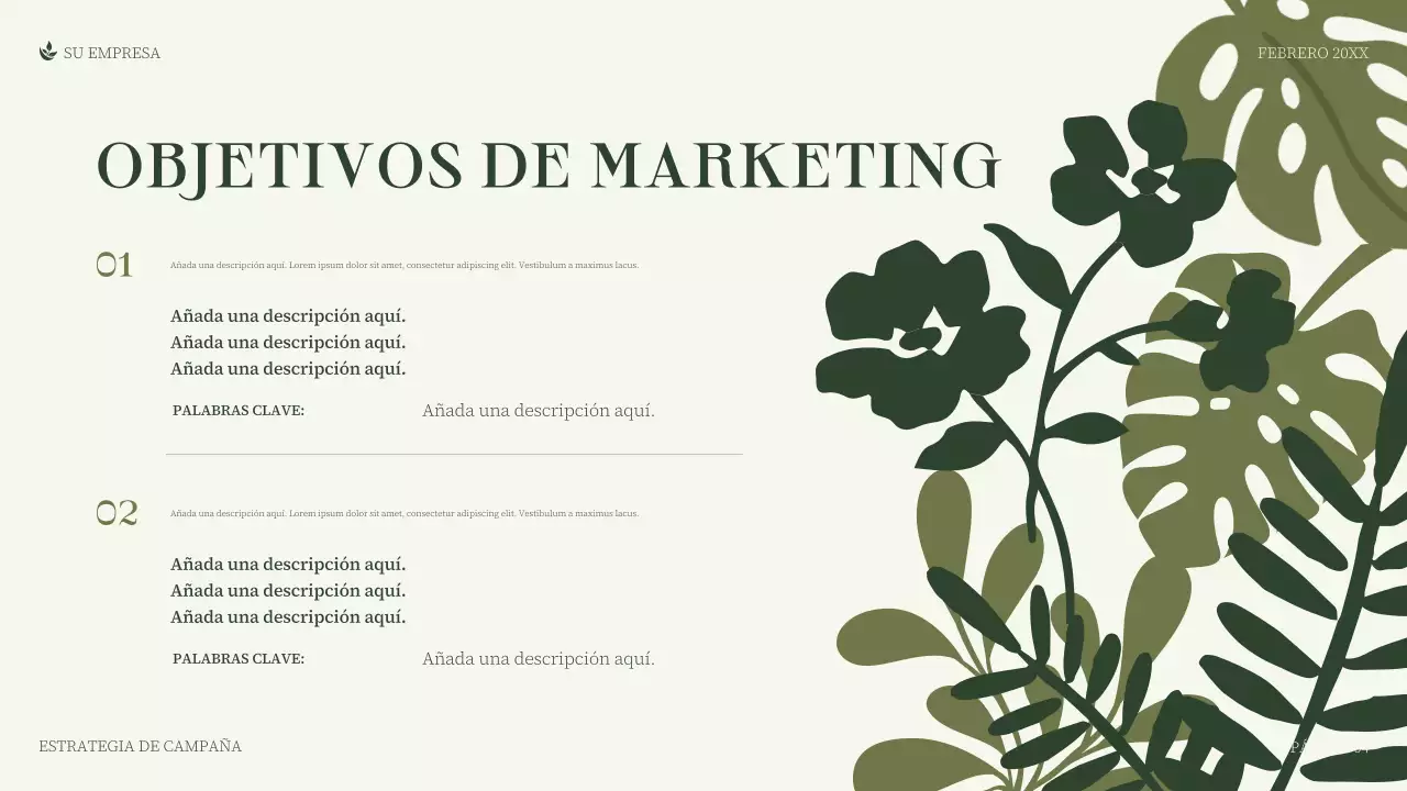 presentación empresarial minimalista verde