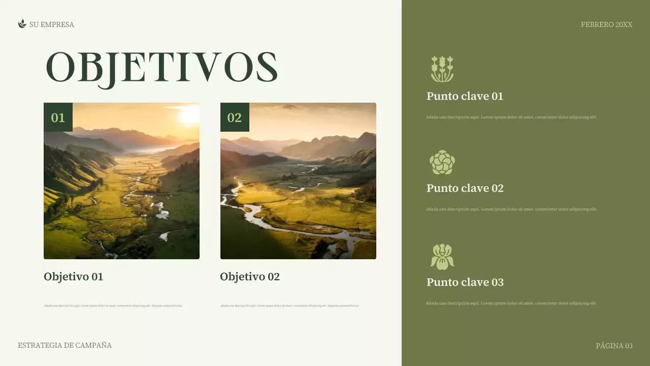 presentación empresarial minimalista verde