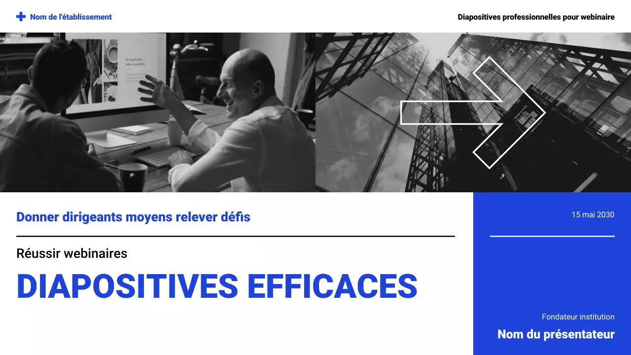 Présentation du webinaire blanc et bleu