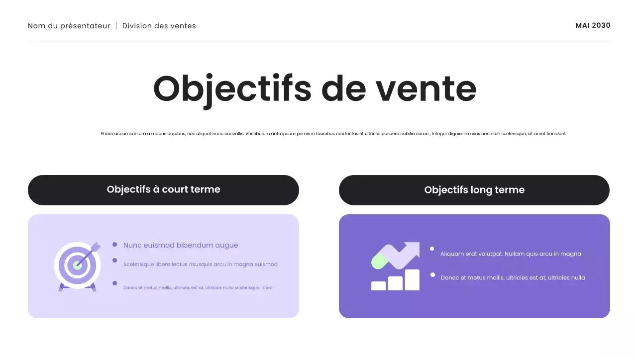 présentation de la stratégie de vente moderne en violet et menthe