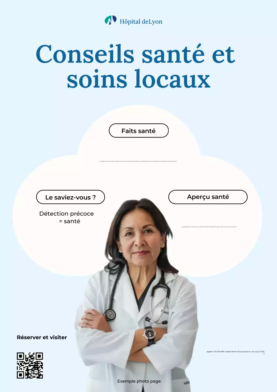 Affiche d'information médicale bleue et blanche