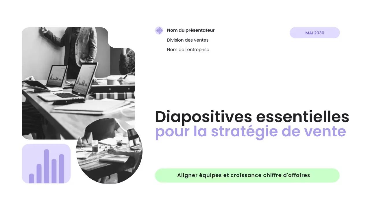 présentation de la stratégie de vente moderne en violet et menthe