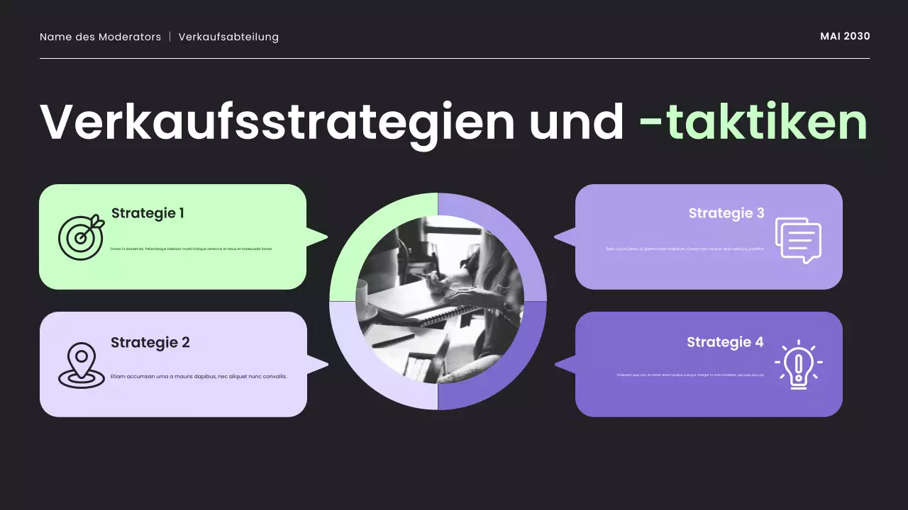 lila und mint moderne verkaufsstrategie präsentation