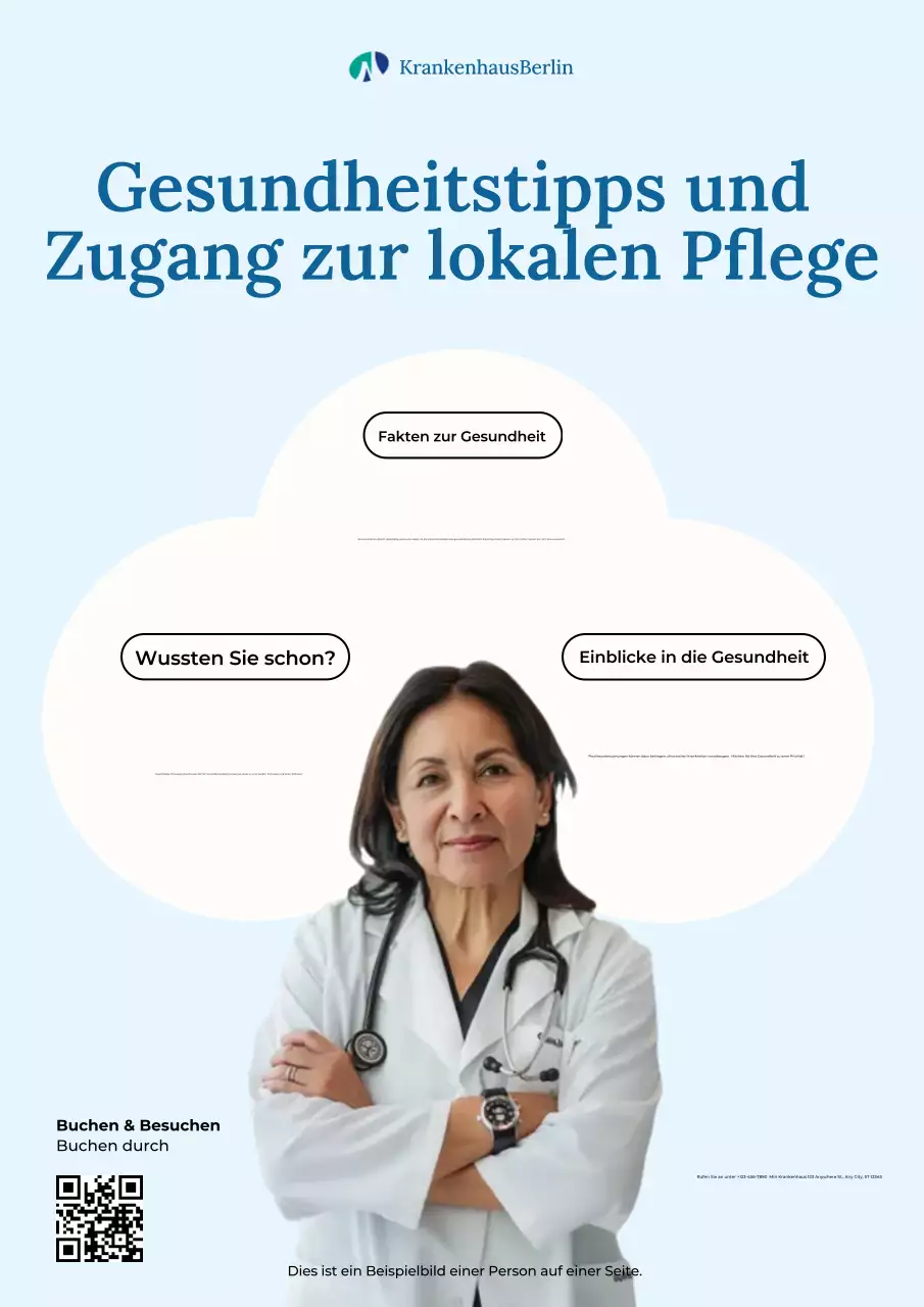 Blaues und weißes Poster mit medizinischen Informationen