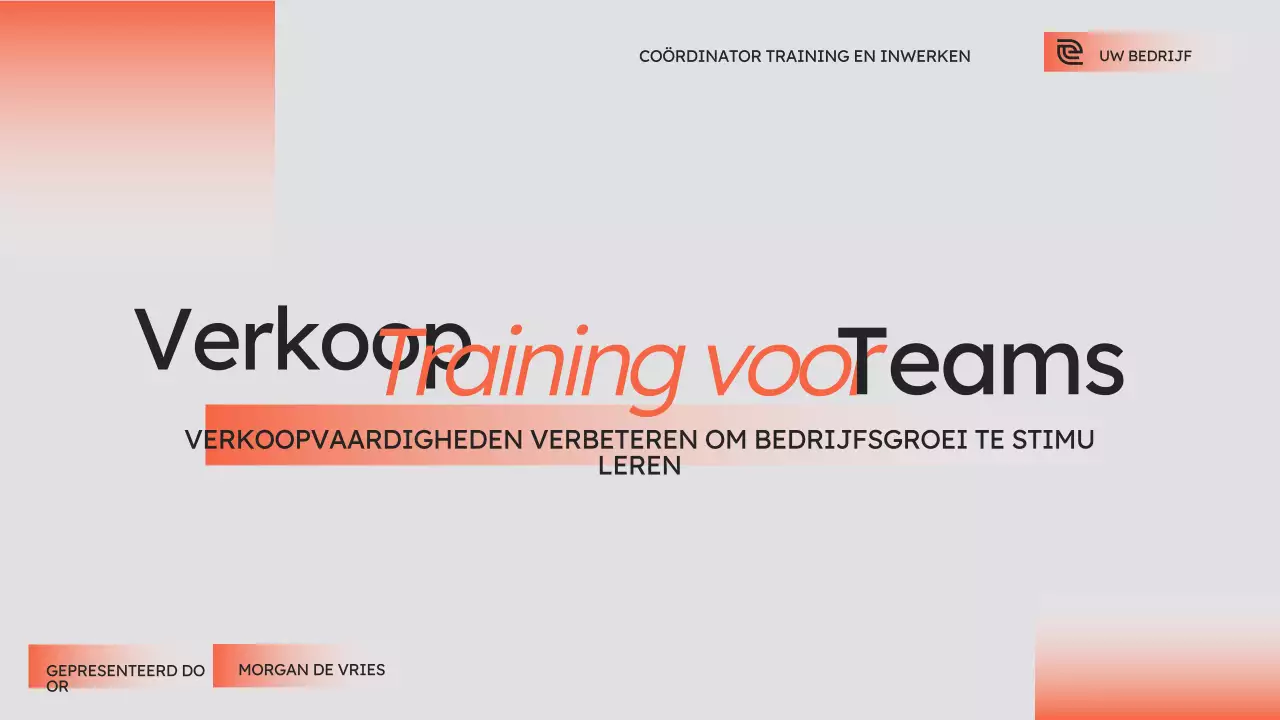 Oranje cursus moderne verkoop