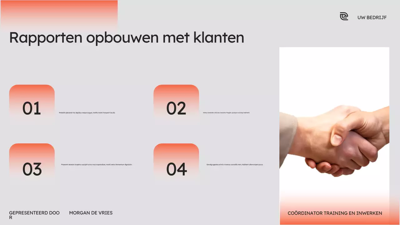 Oranje cursus moderne verkoop