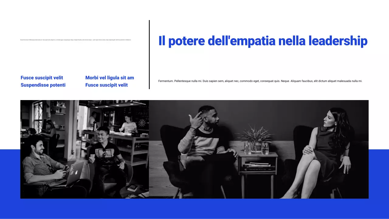 Presentazione del webinar bianco e blu