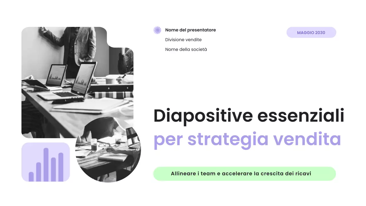 Presentazione della strategia di vendita moderna in viola e menta