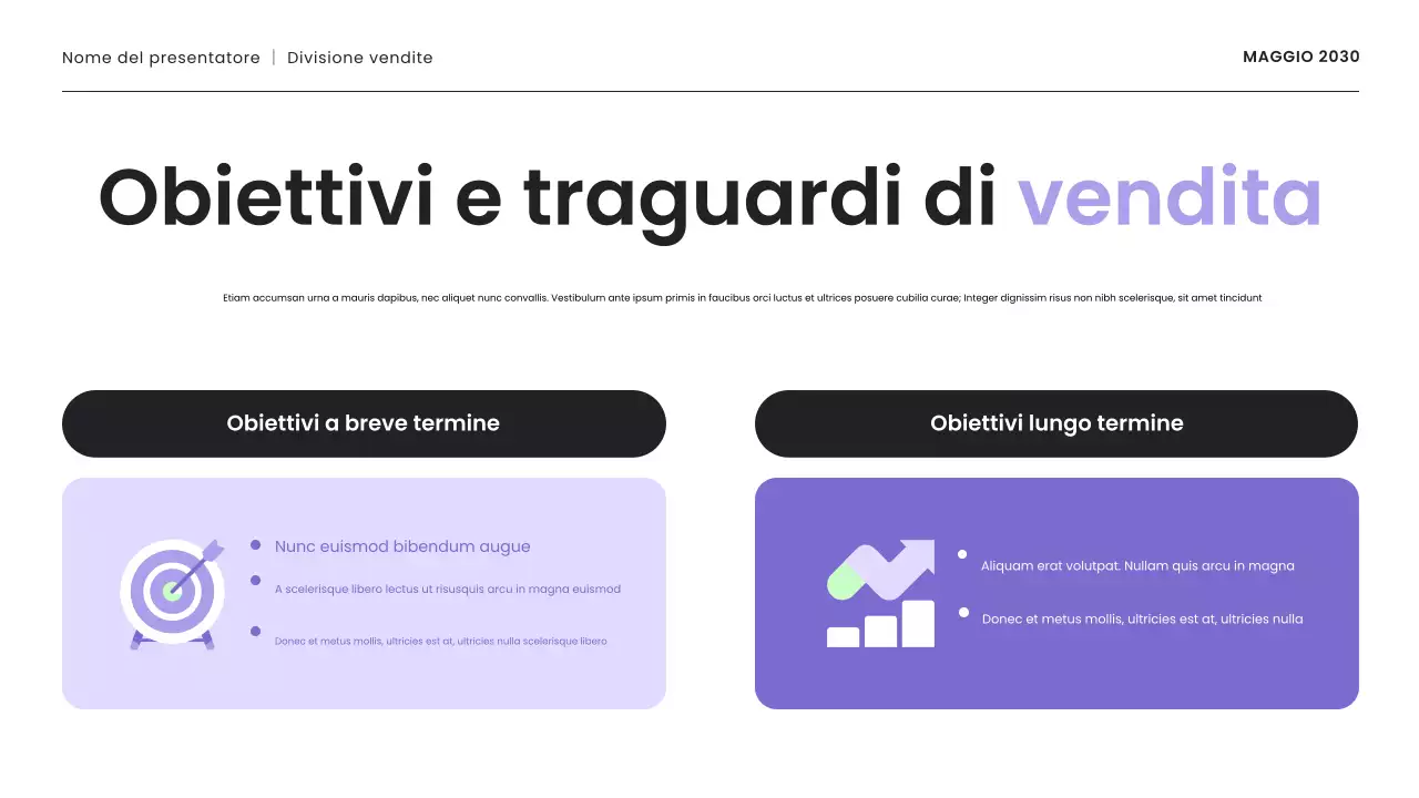 Presentazione della strategia di vendita moderna in viola e menta