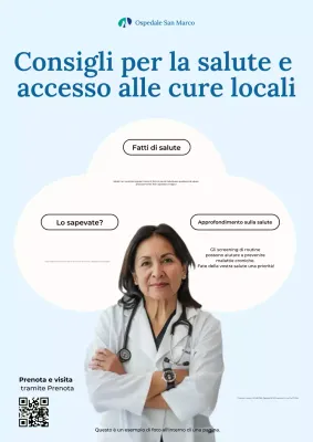 Poster informativo medico blu e bianco