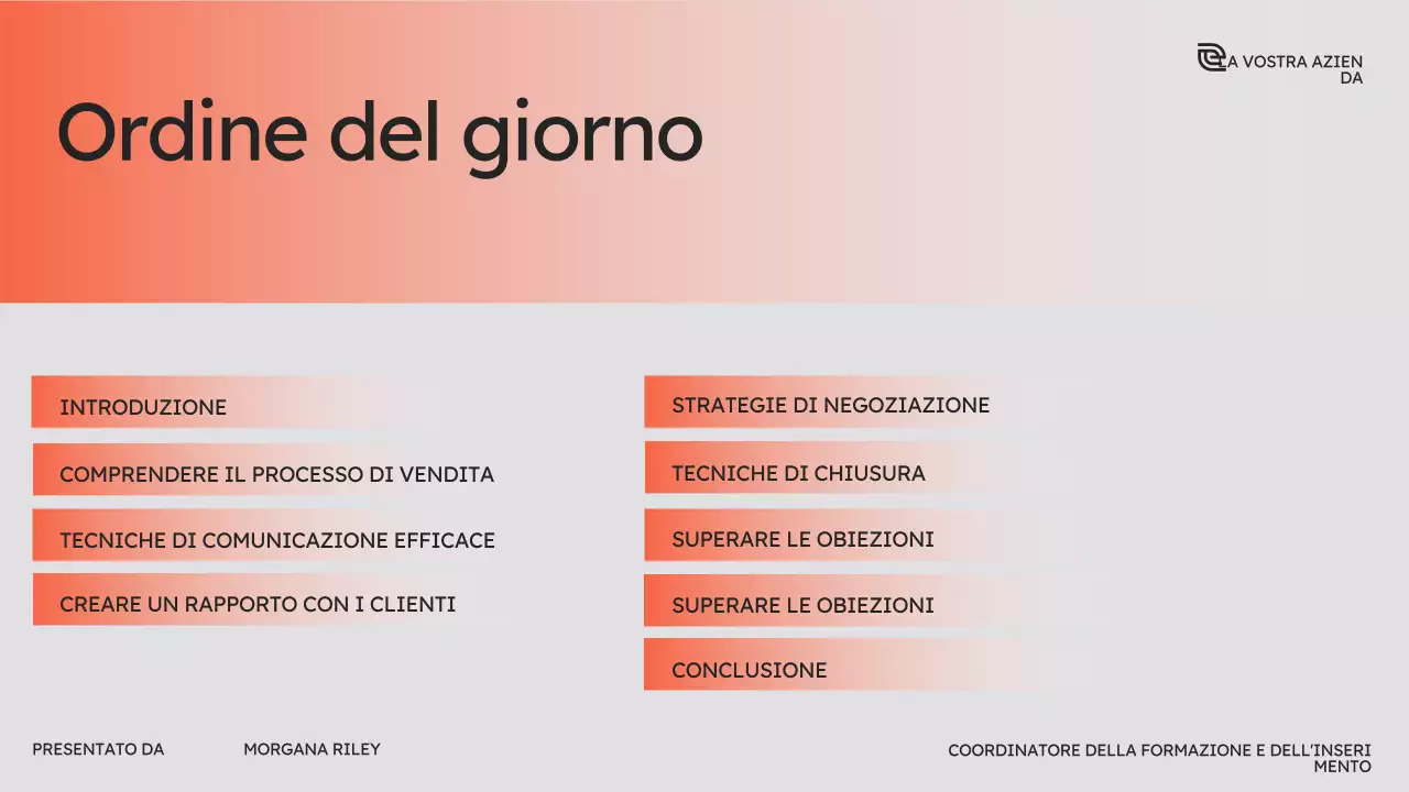 Corso di vendita moderna Orange