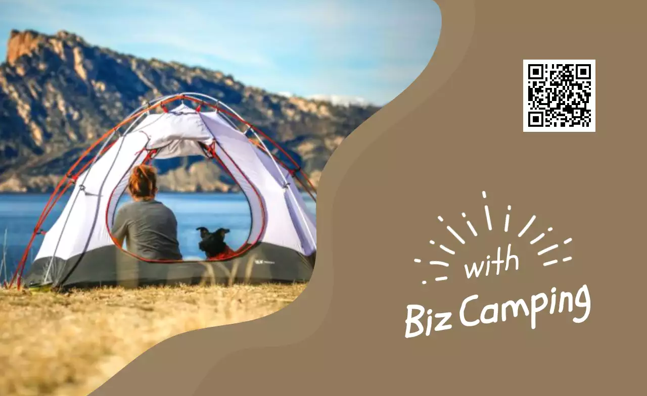 茶色 シンプル キャンプ 名刺