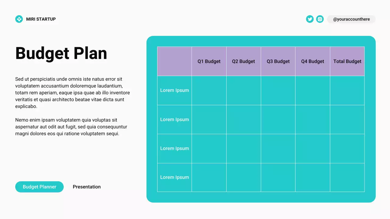 Teal and Purple Modern Budget Planning Presentation