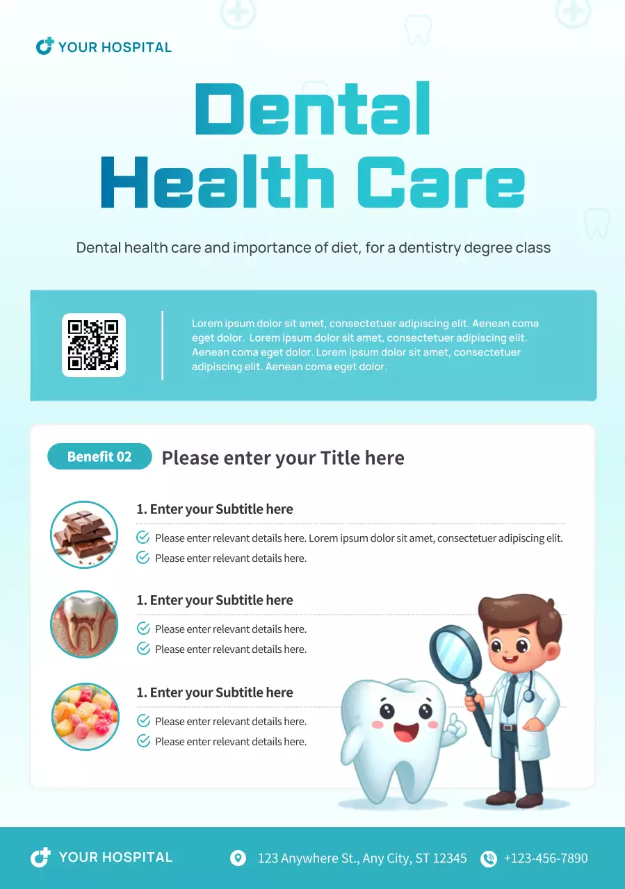 Poster Informasi Perawatan Kesehatan Gigi Modern Berwarna Biru