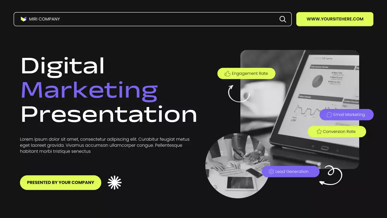 Black Purple and Green Trendy Digital Marketing Presentation
