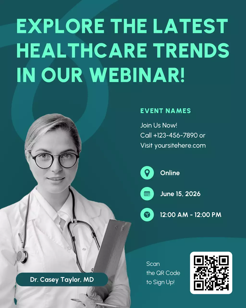 Teal Green Flat Modern Healthcare Webinar Instagram Post