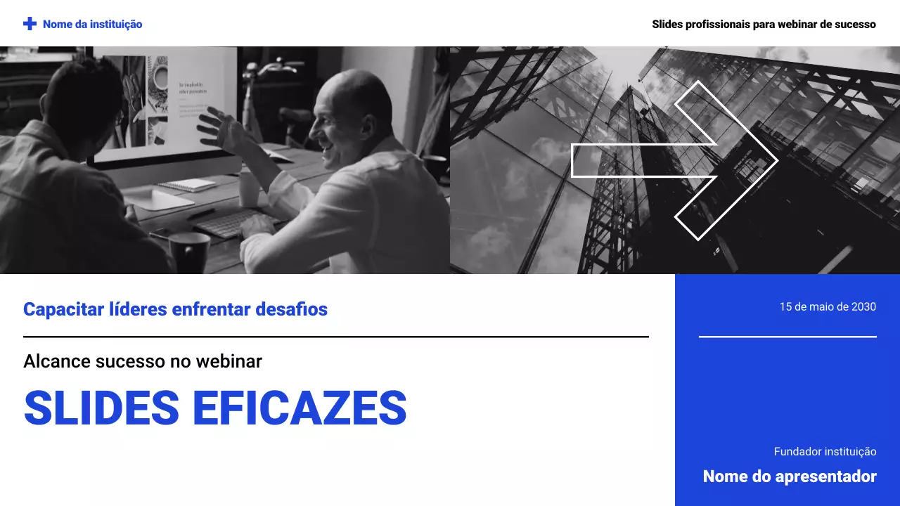 Apresentação do Webinar Branco e Azul