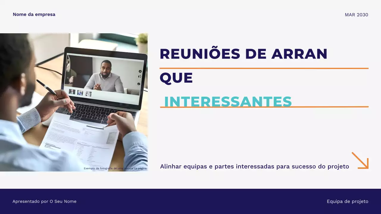 Apresentação empresarial minimalista moderna e azul