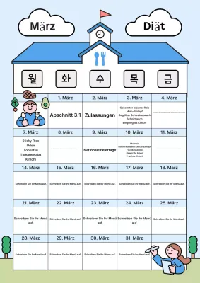 Hübsche Schultafel in Hellblau