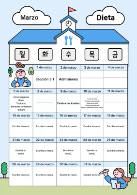 Bonito tablero de menú escolar en azul claro