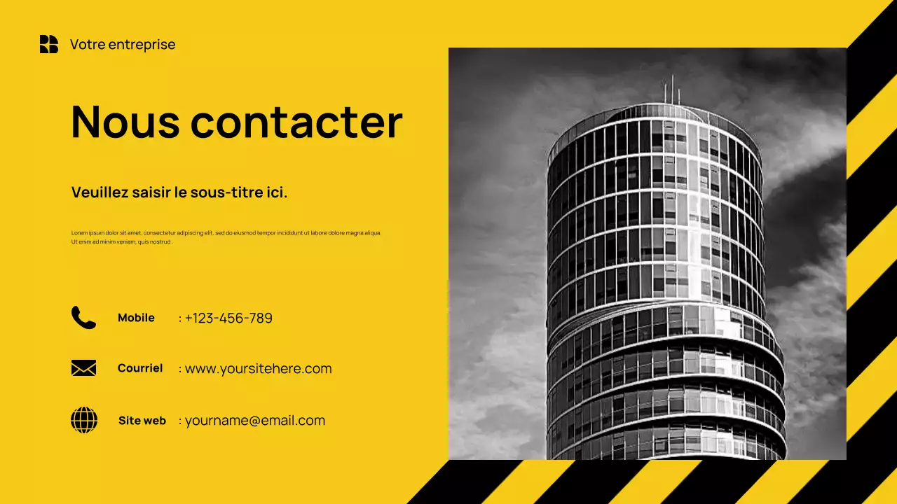 Présentation d'entreprise moderne jaune