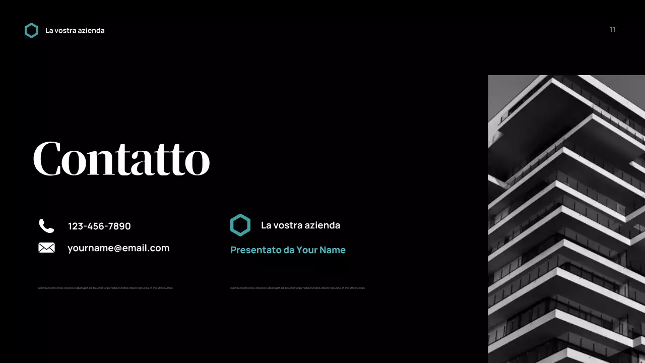 Presentazione aziendale moderna in nero