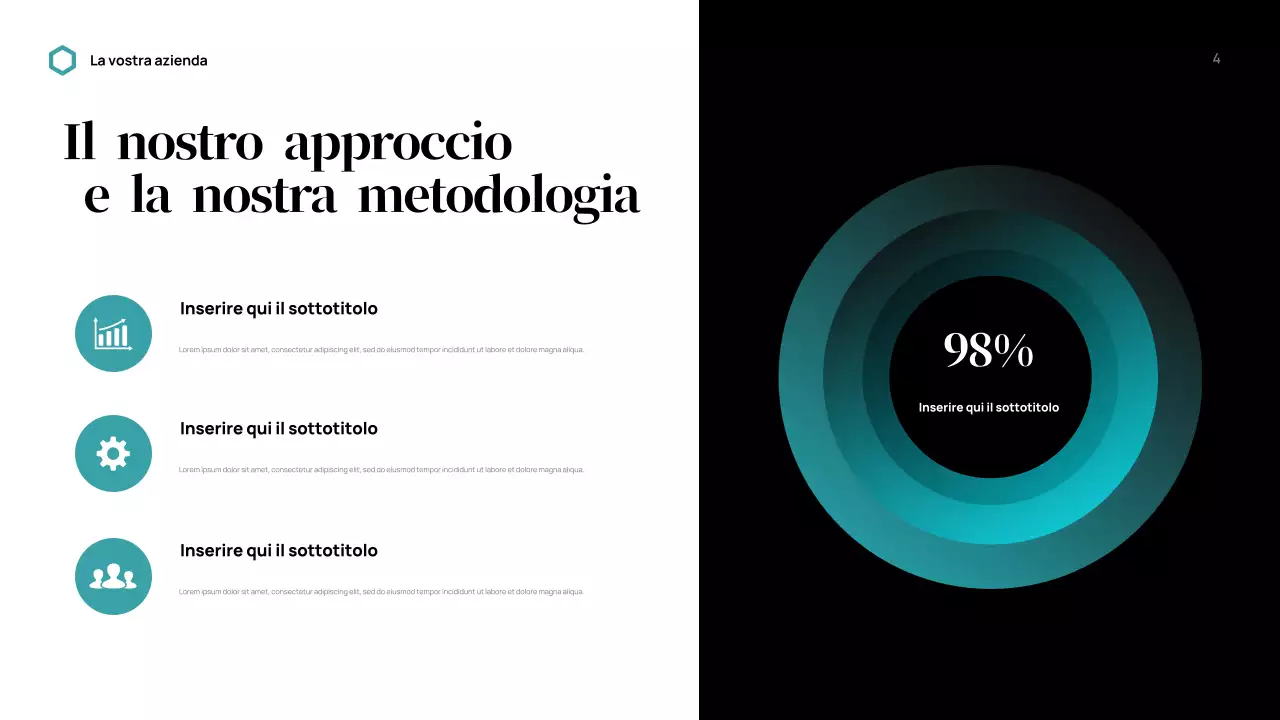 Presentazione aziendale moderna in nero