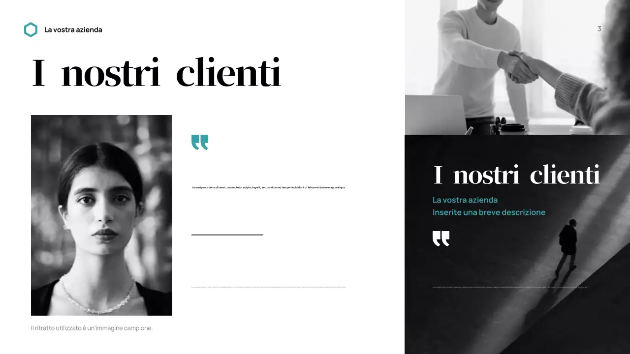 Presentazione aziendale moderna in nero