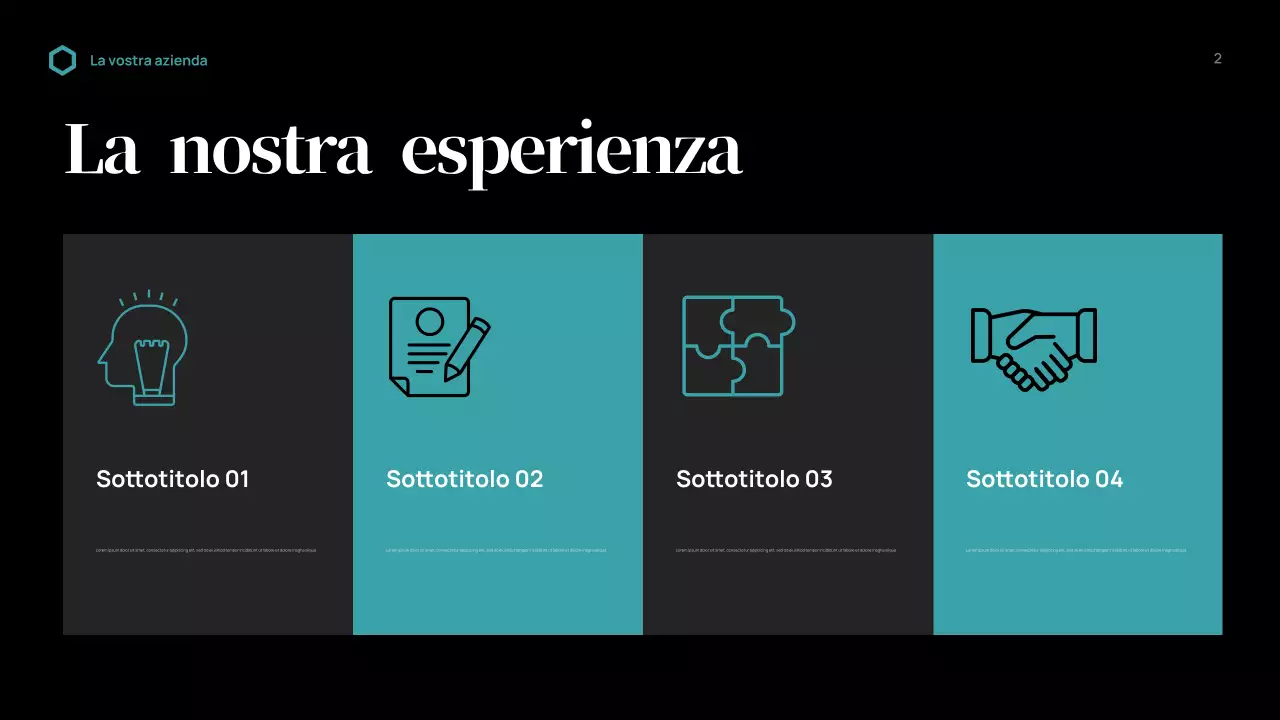 Presentazione aziendale moderna in nero