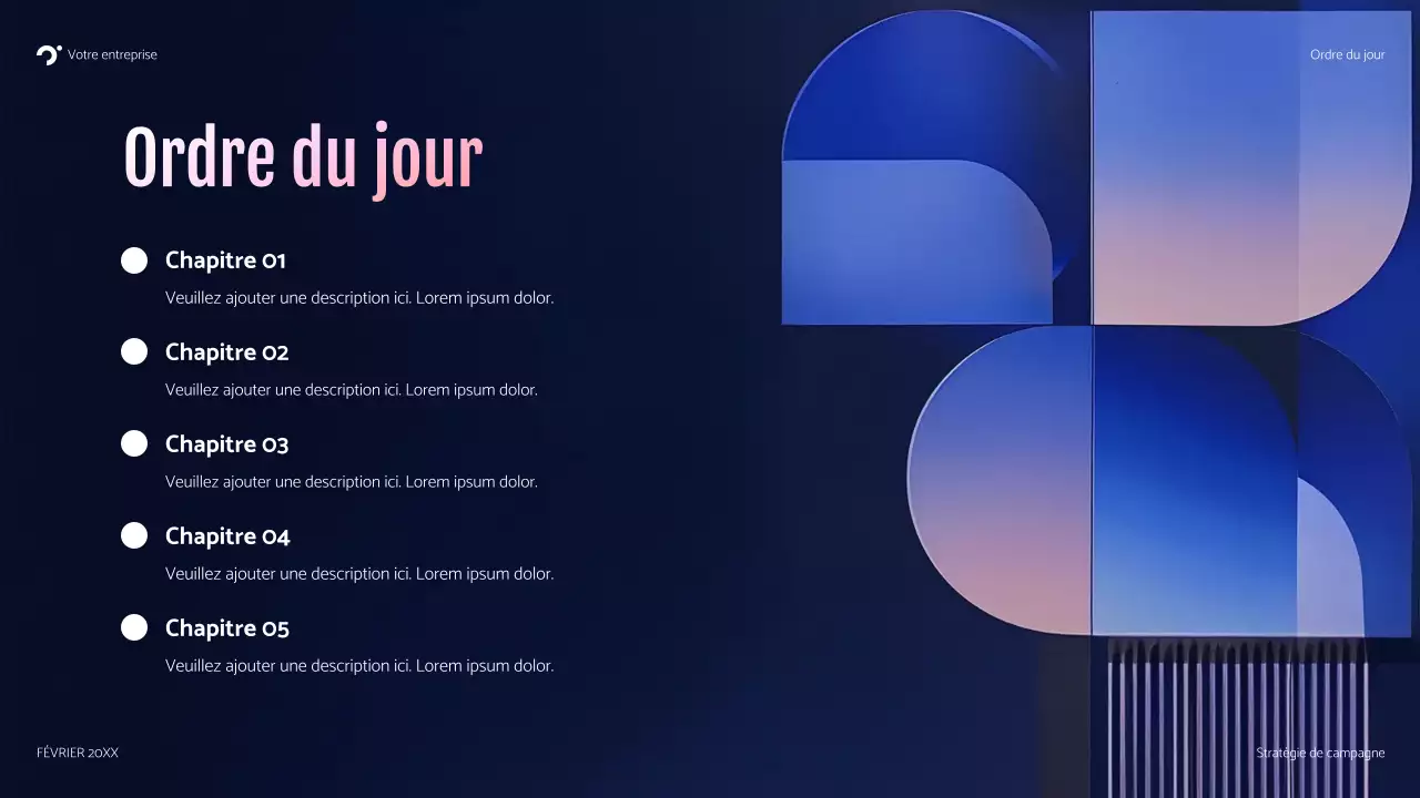 présentation de la campagne moderne bleue