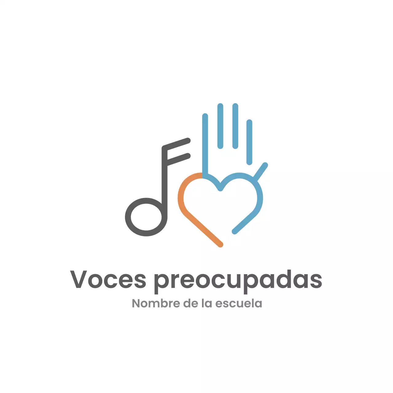 Logotipo de música con tema escolar minimalista gris