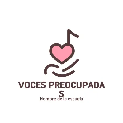 Logotipo de música con tema escolar minimalista en color rosa