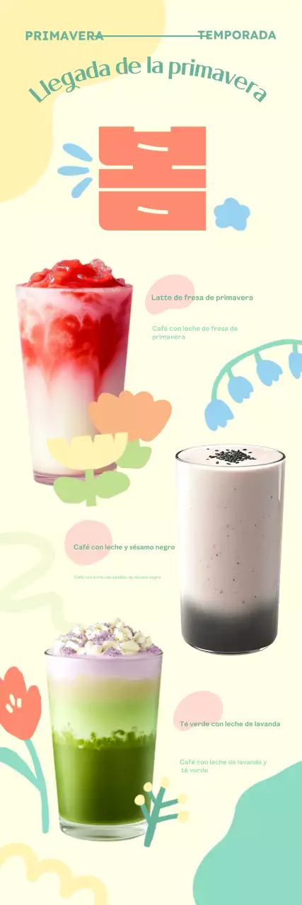 Menú de bebidas para bebés ecológicas