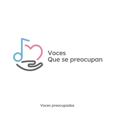 Logotipo de música con tema escolar minimalista en color azul y rosa