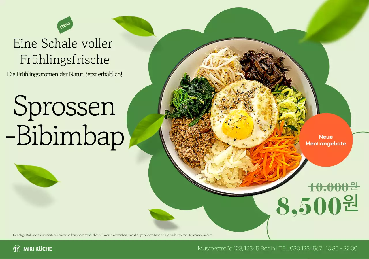 Werbung für das Green Clean Bibimbap-Menü