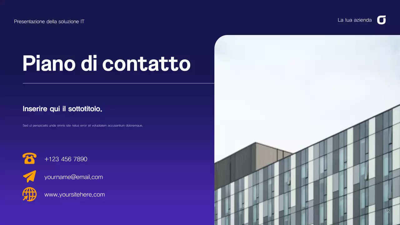 Guida alle soluzioni IT astratte viola e blu