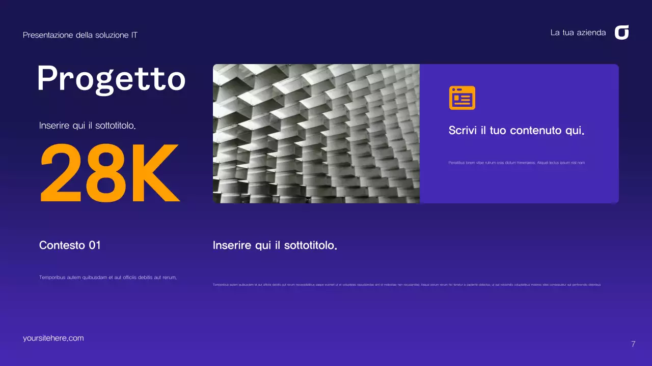 Guida alle soluzioni IT astratte viola e blu