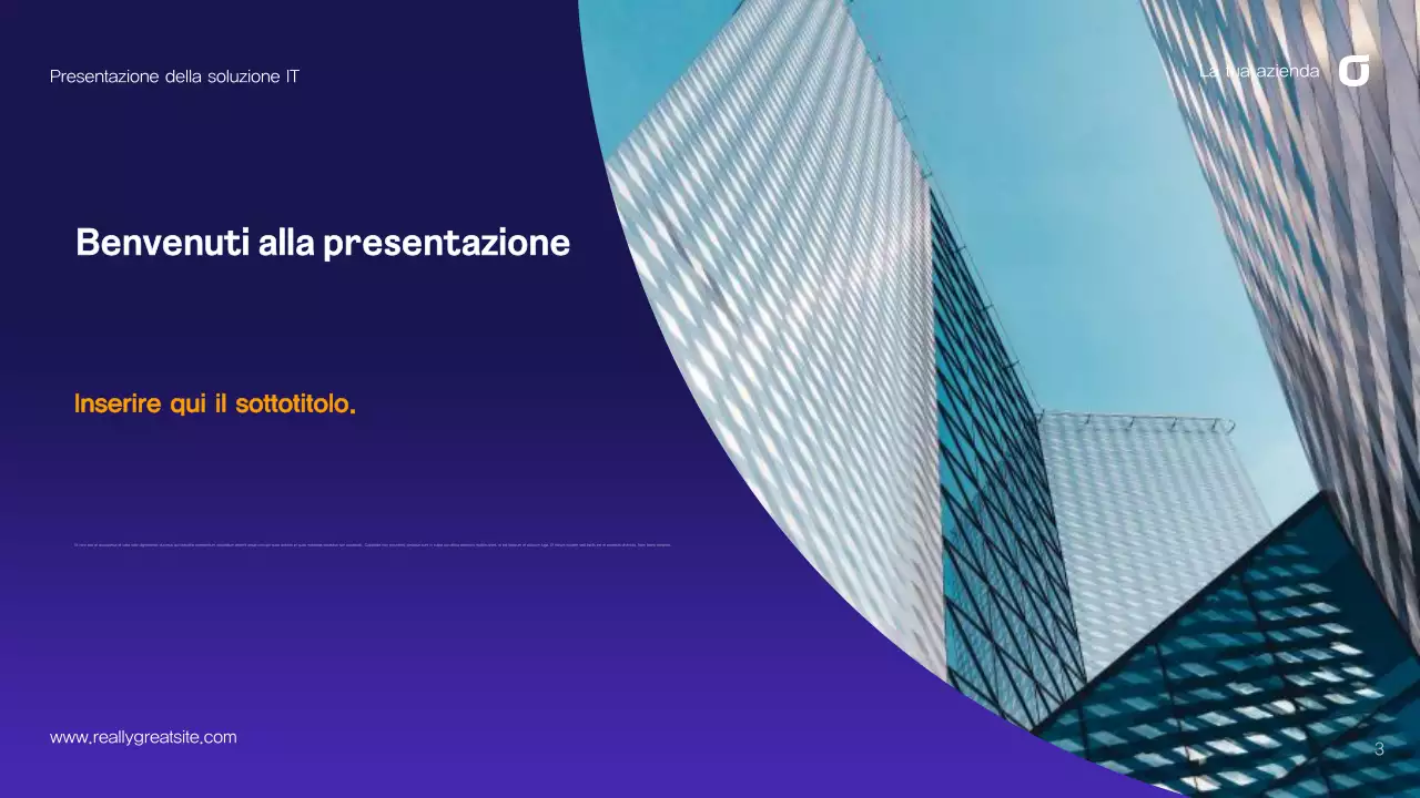 Guida alle soluzioni IT astratte viola e blu