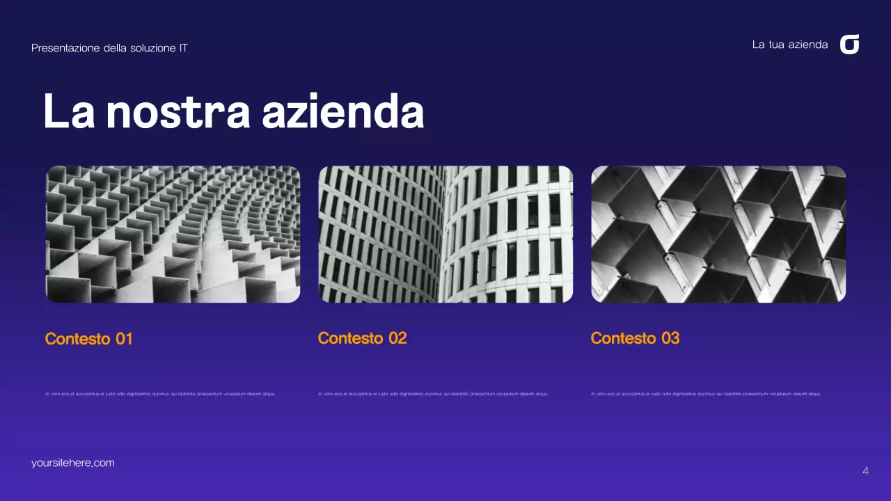 Guida alle soluzioni IT astratte viola e blu