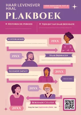 paarse retro vrouwendag biografie verhalenboek lay-out