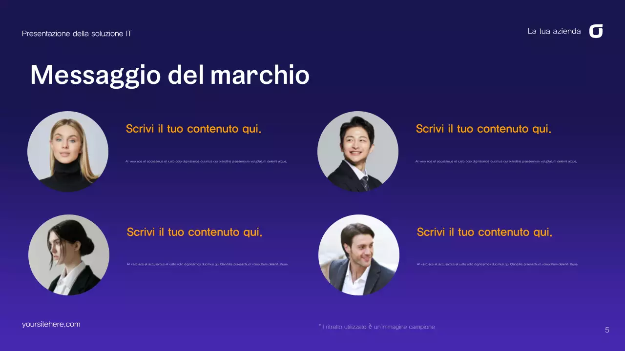 Guida alle soluzioni IT astratte viola e blu