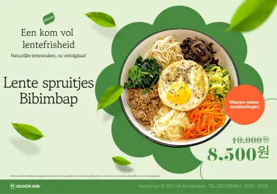 Promotie van het Groene Schone Bibimbap Menu