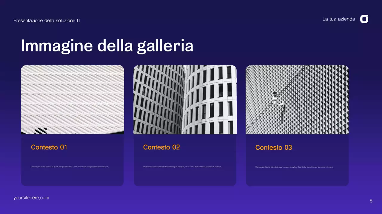 Guida alle soluzioni IT astratte viola e blu