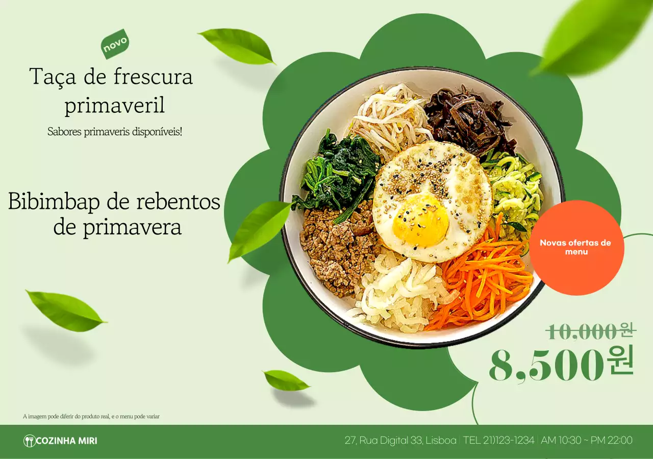 Promoção do Menu Green Clean Bibimbap