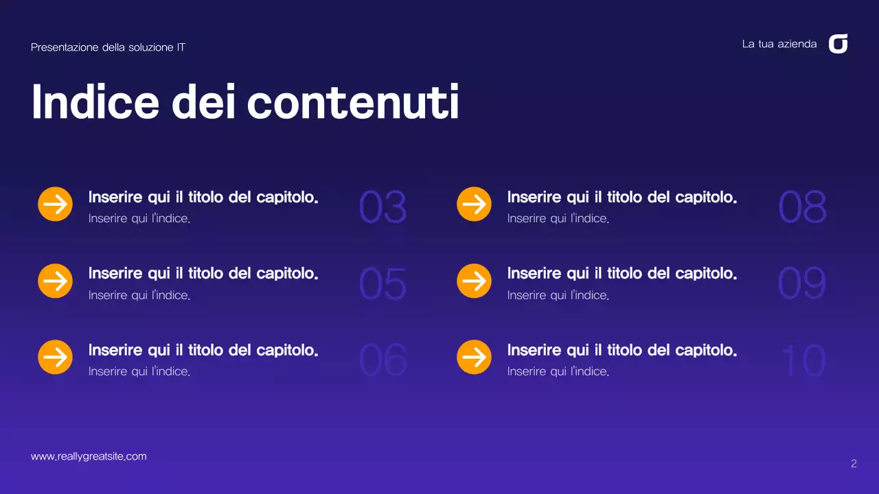 Guida alle soluzioni IT astratte viola e blu